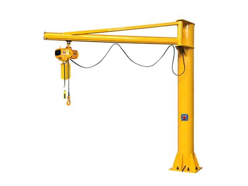 yellow freestanding jib cranes with chain hoist
